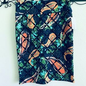 NWT LulaRoe Cassie skirt size Large Blue/aqua/orange paisley print